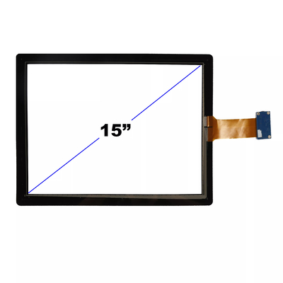 Customized Projected Capacitive Touch Screen 15 Inch Industrial Black Silk Screen Printing